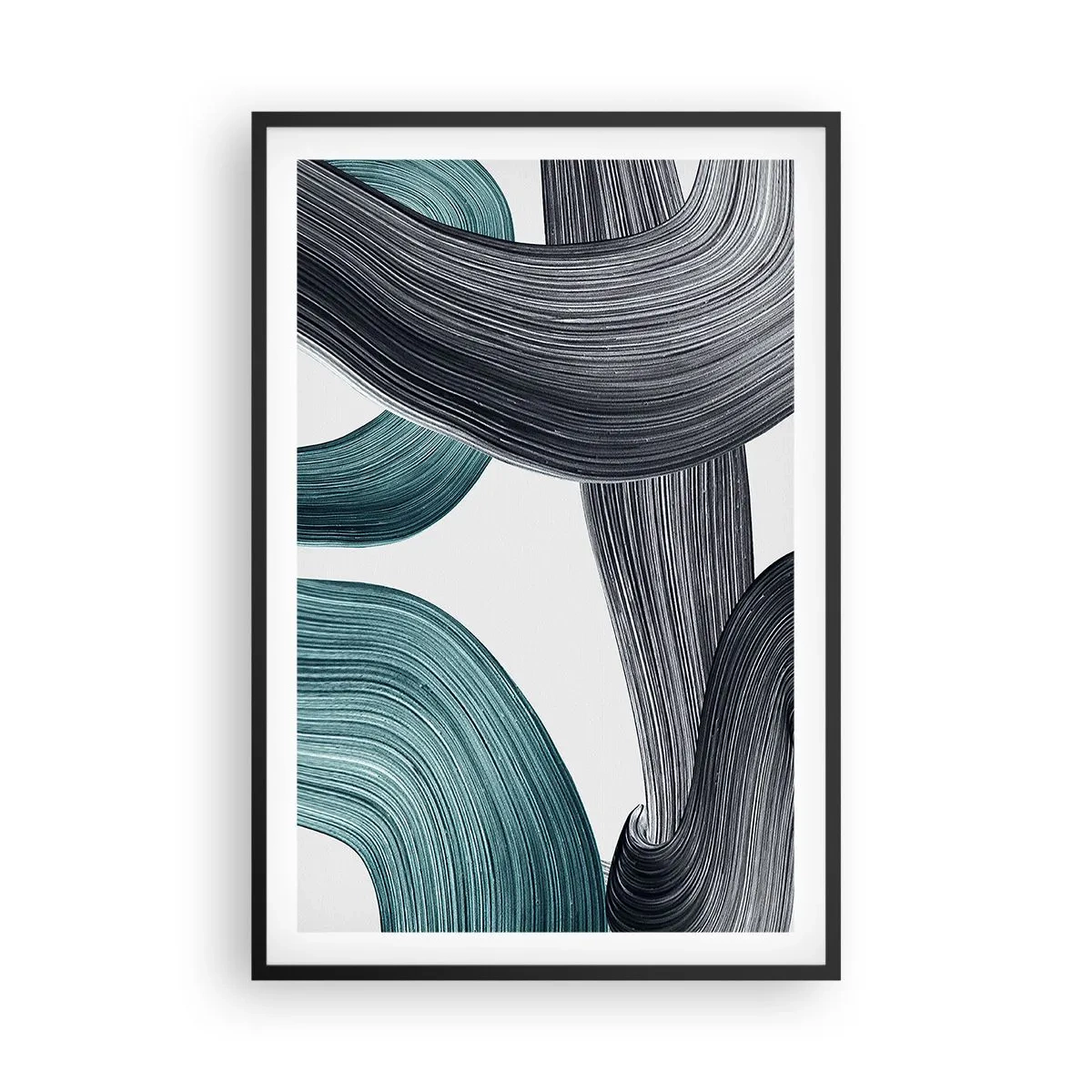 Affisch i svart ram - Smaragd och svarta spår - 61x91 cm