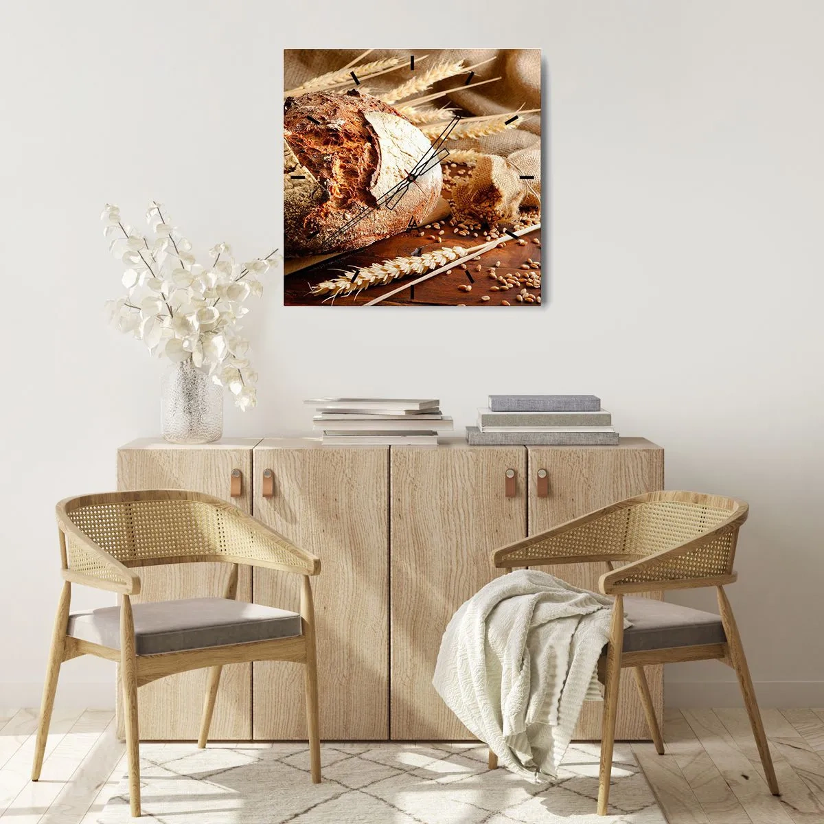 Väggklocka - Klocka på glas - Aptitlig, doftande, knaprig - 30x30 cm