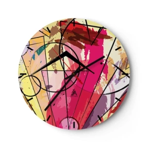 Väggklocka - Klocka på glas - En urtavla med ett dynamiskt, färgglatt mönster som liknar en explosion av färg - 30x30cm - Explosion  - Modern väggdekoration för vardagsrum, kök och sovrum ARTTOR