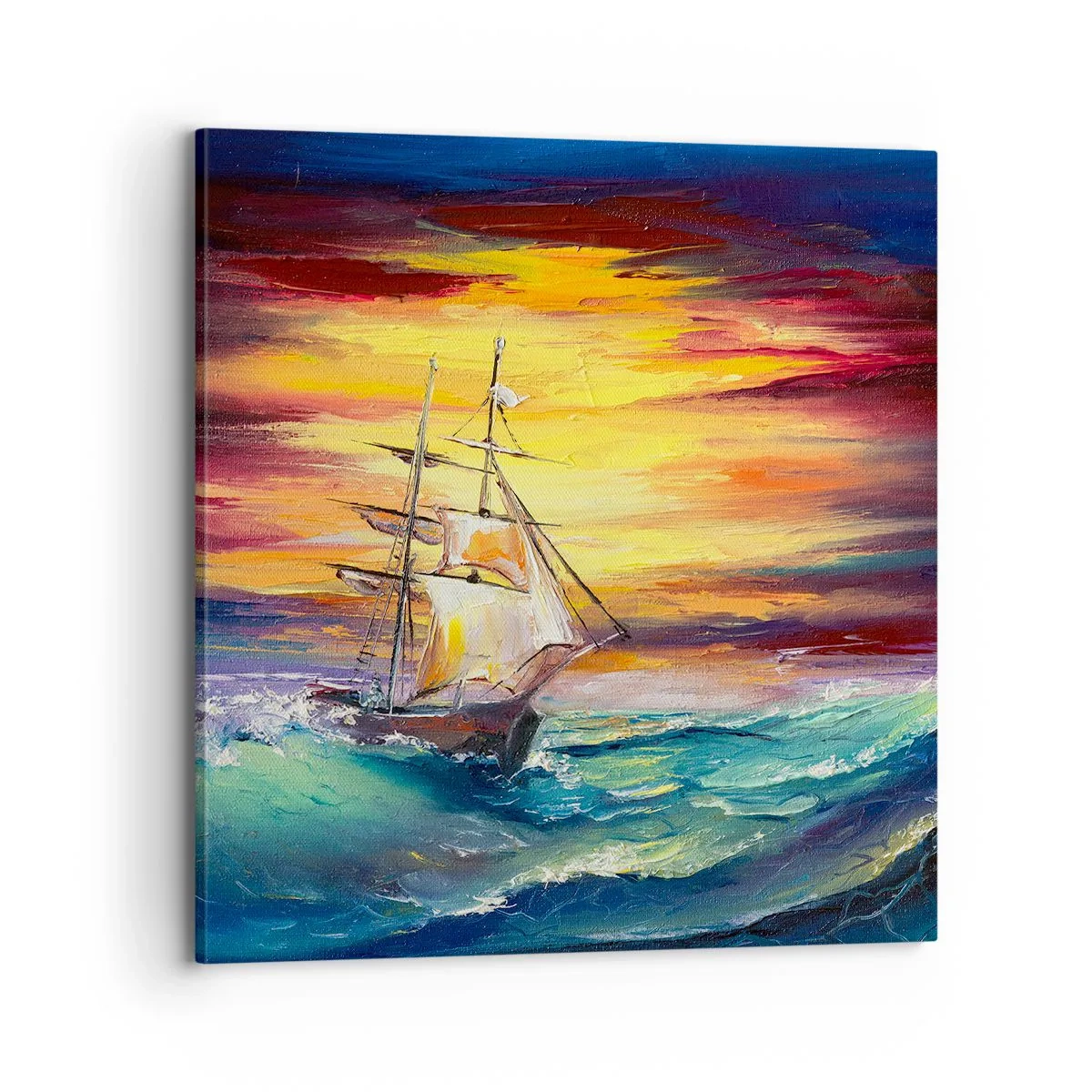 Canvastavla - Bild på duk - Modigt mot vågorna - 70x70 cm