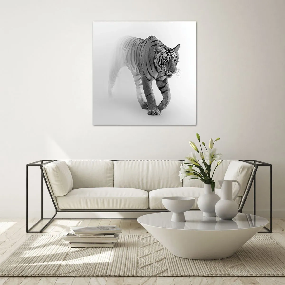 Glastavla - Bild på glas - Gömd i dimman - 30x30 cm