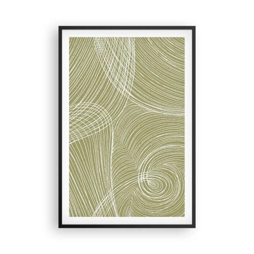 Affisch i svart ram - Intrikat abstraktion i vitt - 61x91 cm