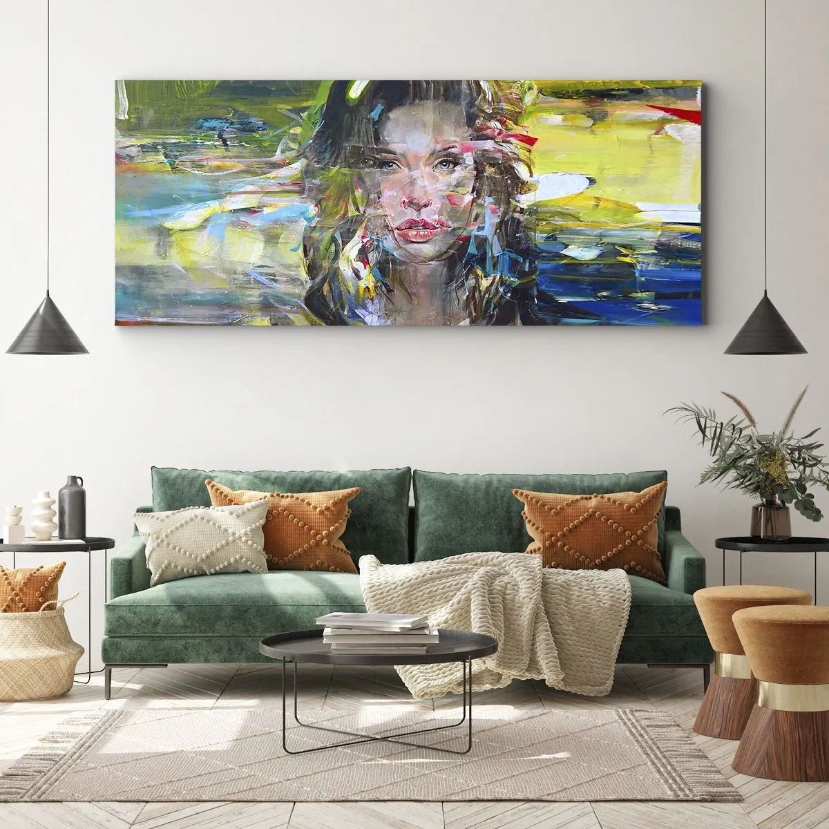 Canvastavla - Bild på duk - Bakom luftridån - 160x50 cm