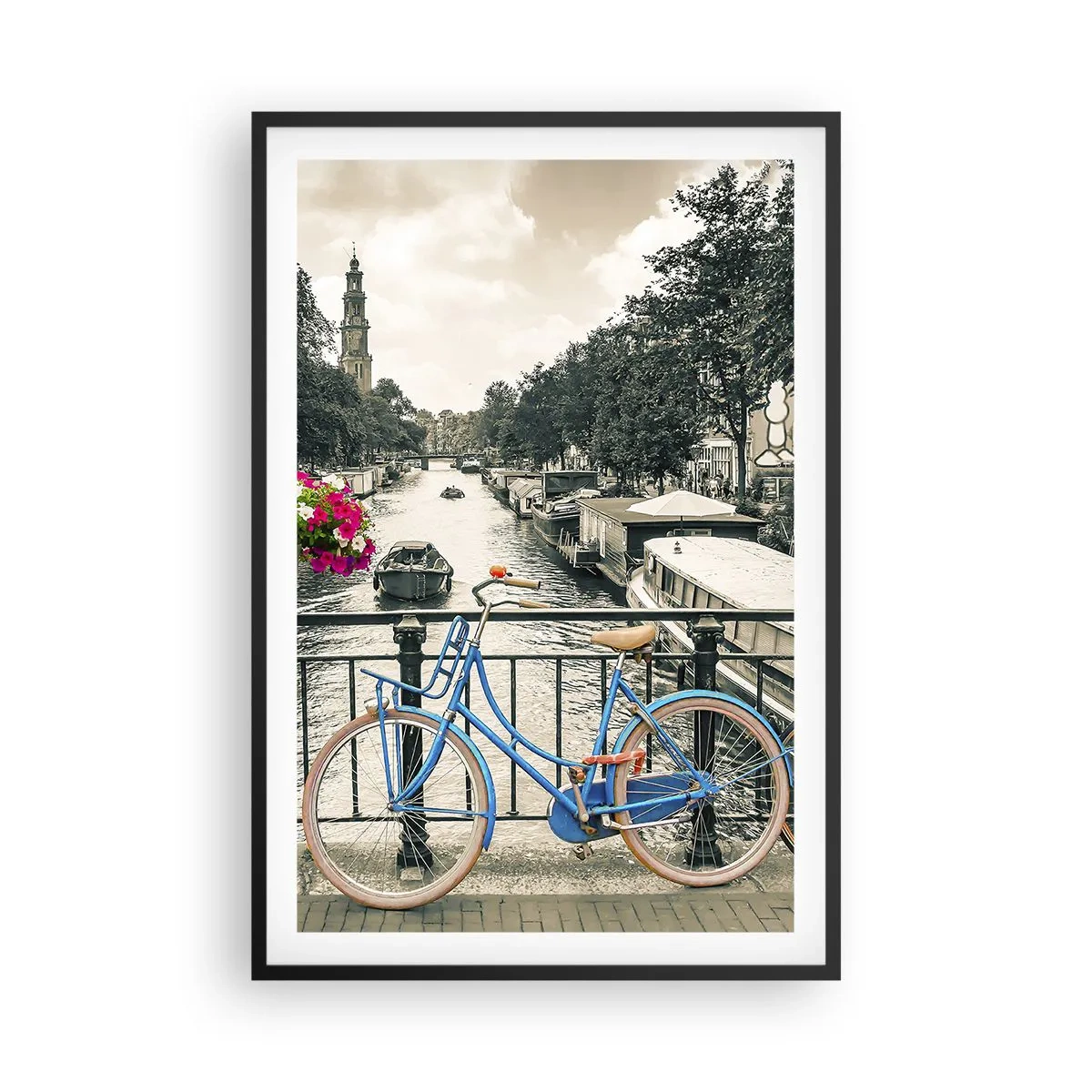 Affisch i svart ram - En Amsterdams gatas färger - 61x91 cm