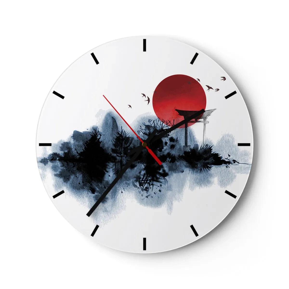 Väggklocka - Klocka på glas - Japansk utsikt - 40x40 cm