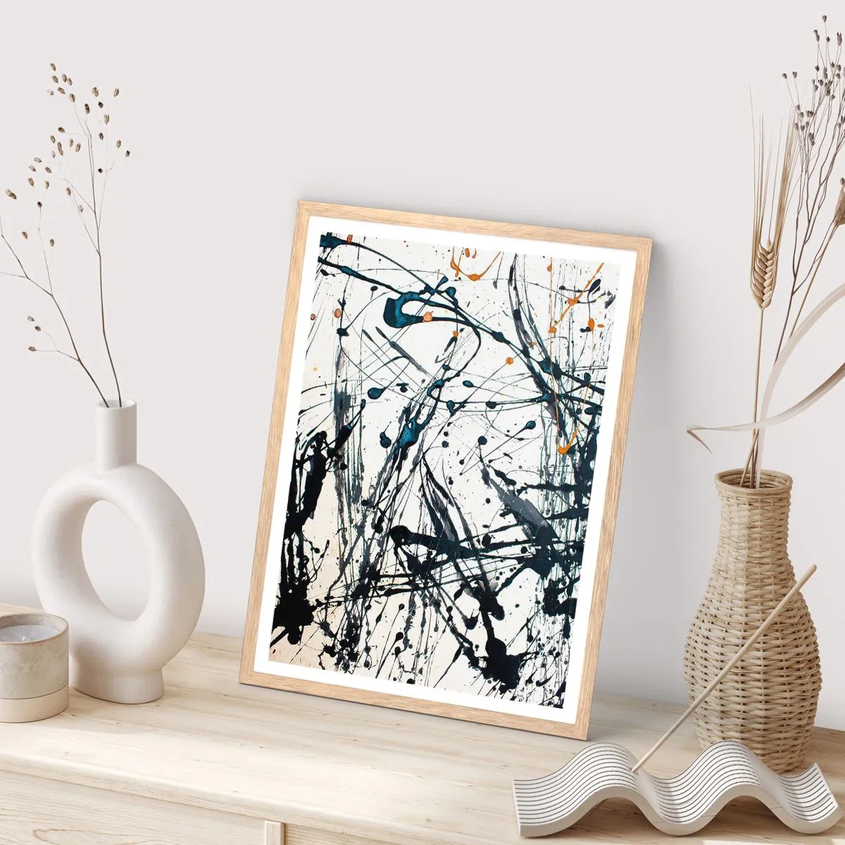 Affisch i ram av ljusek - Expressionistisk abstraktion - 50x70 cm