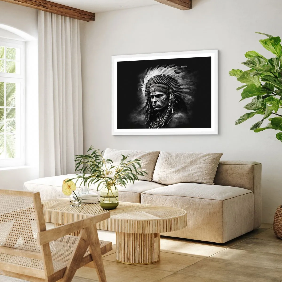 Affisch i vit ram - Hövding och krigare - 50x40 cm