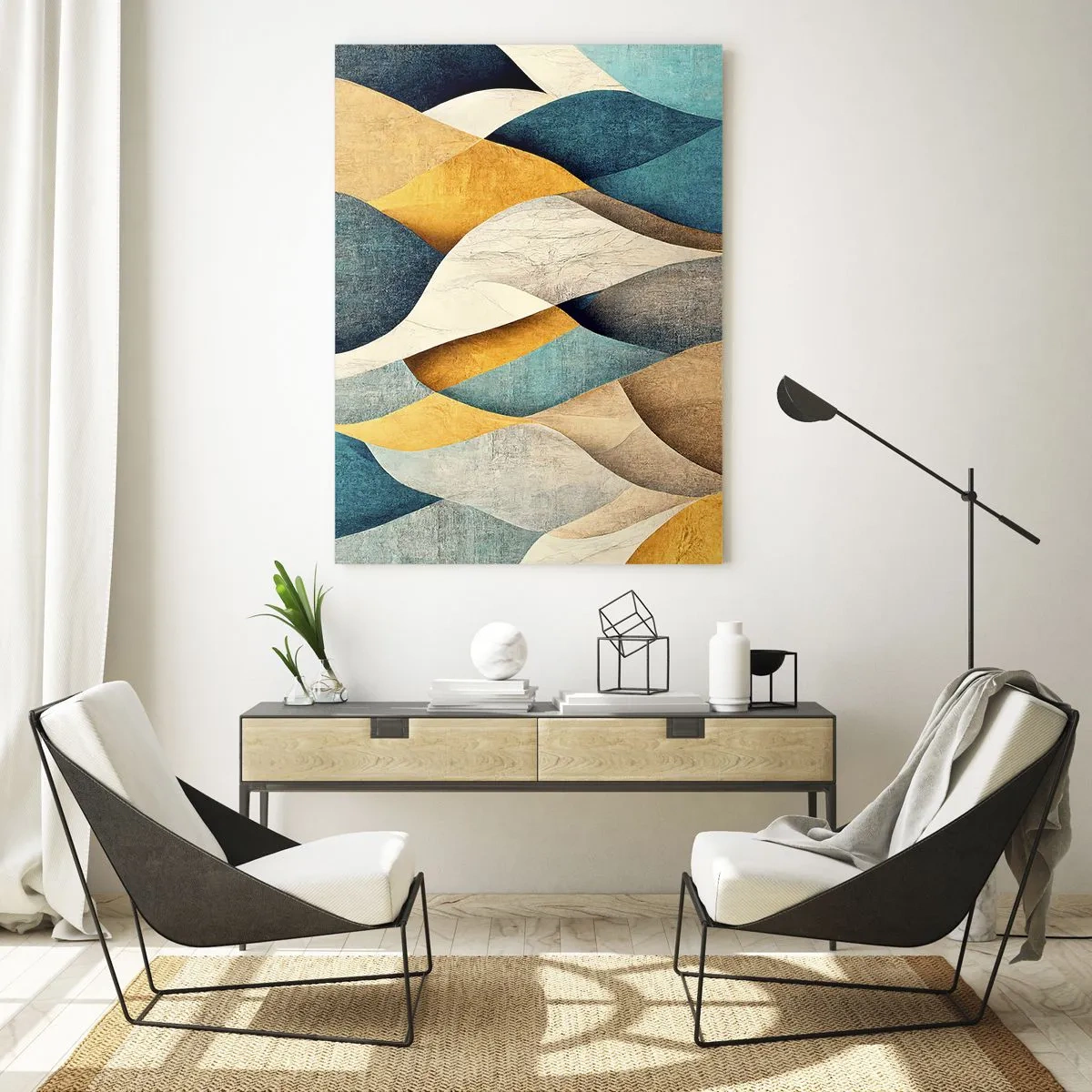 Glastavla - Bild på glas - Rytm och vågrörelse - 80x120 cm