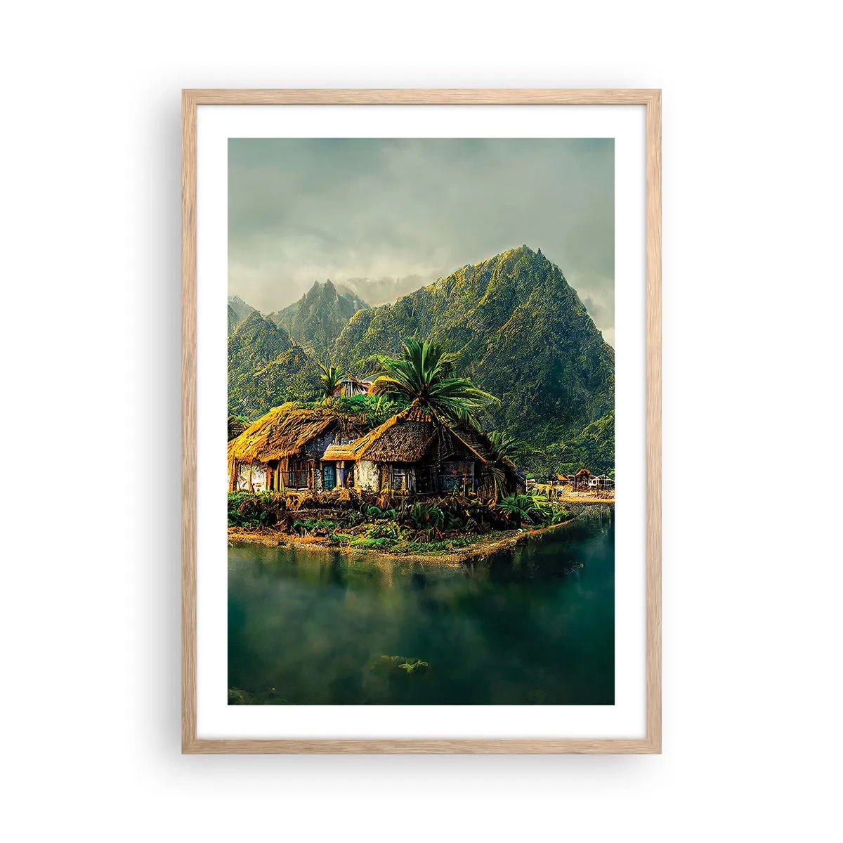 Affisch i ram av ljusek - Tropiskt paradis - 50x70 cm