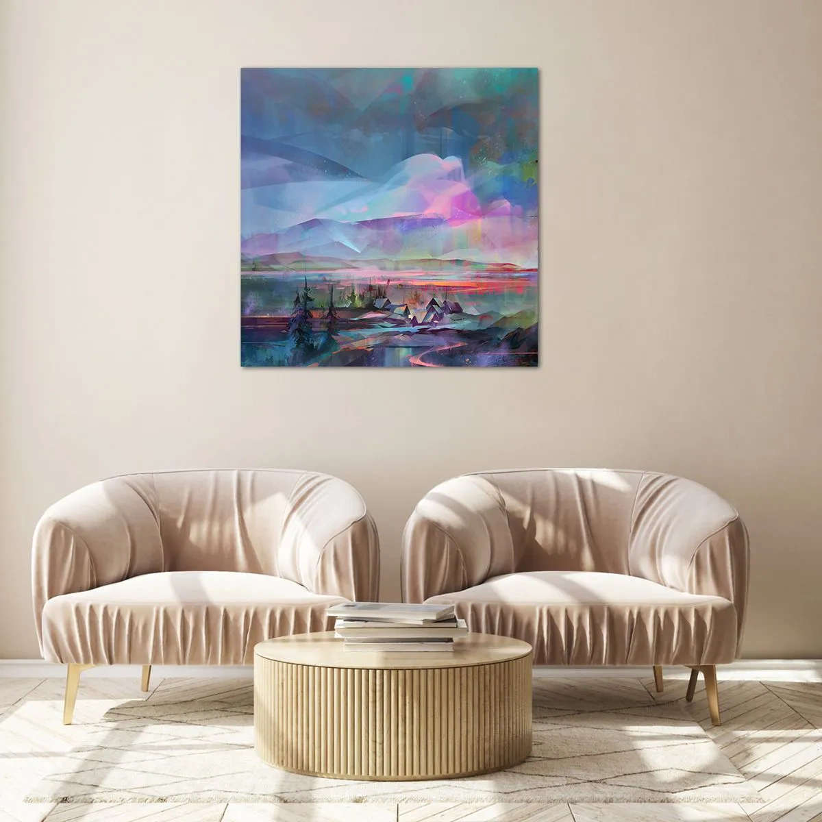 Glastavla - Bild på glas - Under en vänlig himmel - 40x40 cm