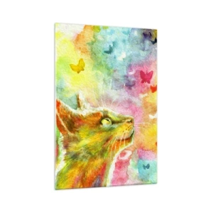 Glastavla - Bild på glas - I kattparadiset - 70x100 cm