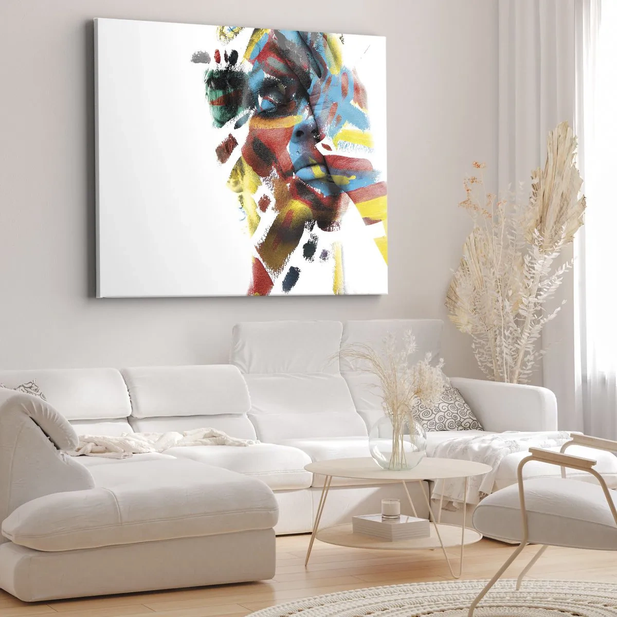 Canvastavla - Bild på duk - Abstrakt porträtt i livfulla färger - 70x50cm - Färgrik personlighet - Modern väggdekoration för vardagsrum och sovrum ARTTOR