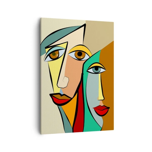 Canvastavla - Bild på duk - Kubistiskt par - 50x70 cm