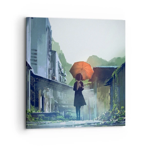 Canvastavla - Bild på duk - Uppfriskande regn - 70x70 cm
