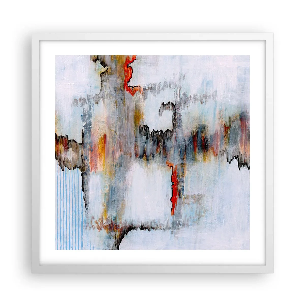 Affisch i vit ram - Med pinne på vatten - 50x50 cm