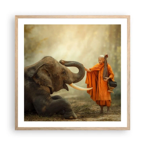 Affisch i ram av ljusek - Ett möte under resan - 60x60 cm