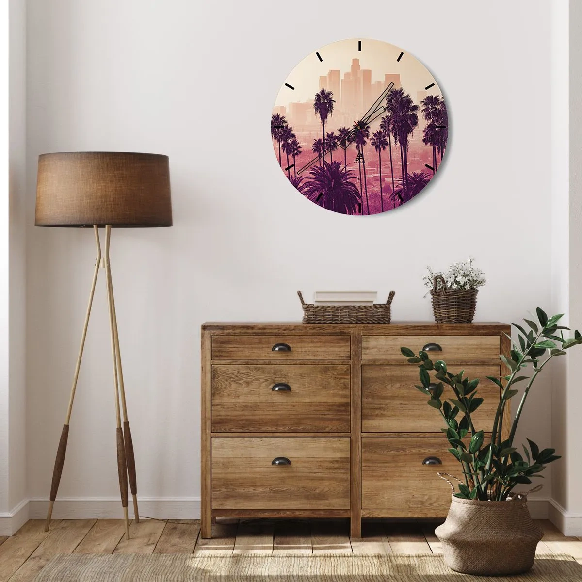 Väggklocka - Klocka på glas - Kaliforniskt landskap - 30x30 cm