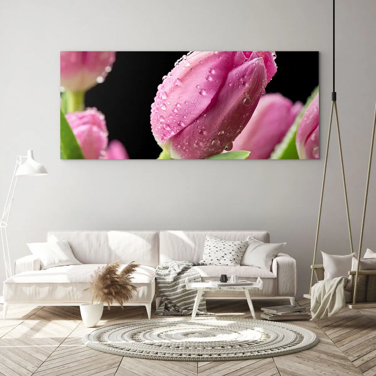 Glastavla - Bild på glas - Lila sömn i daggen - 100x40 cm