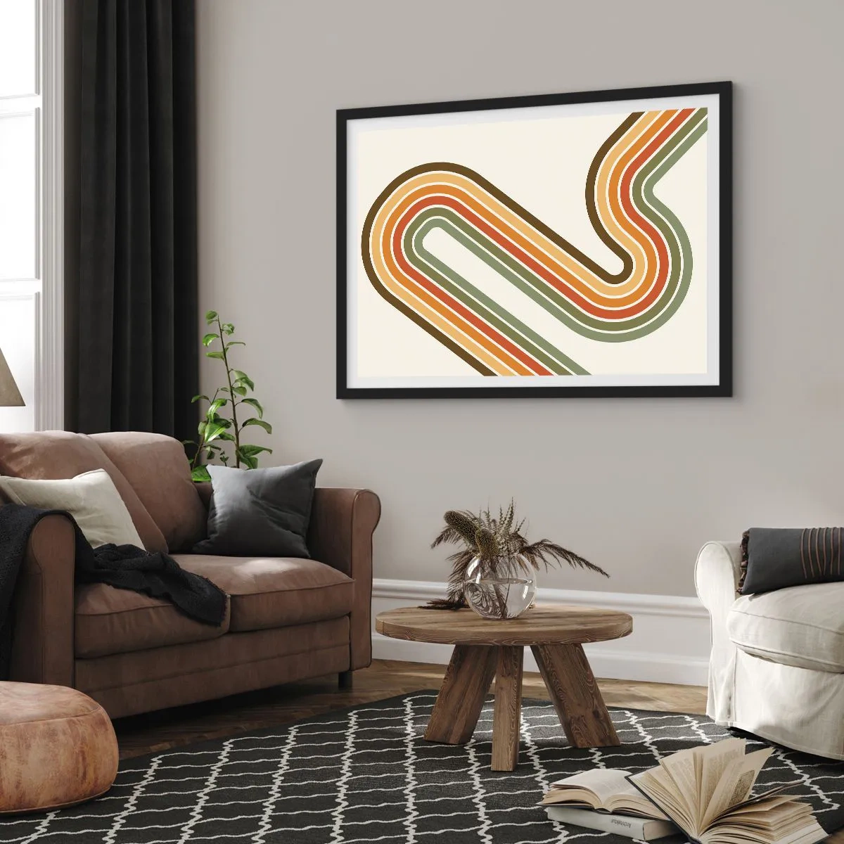 Affisch i svart ram - Zig-zack mot målet - 70x50 cm