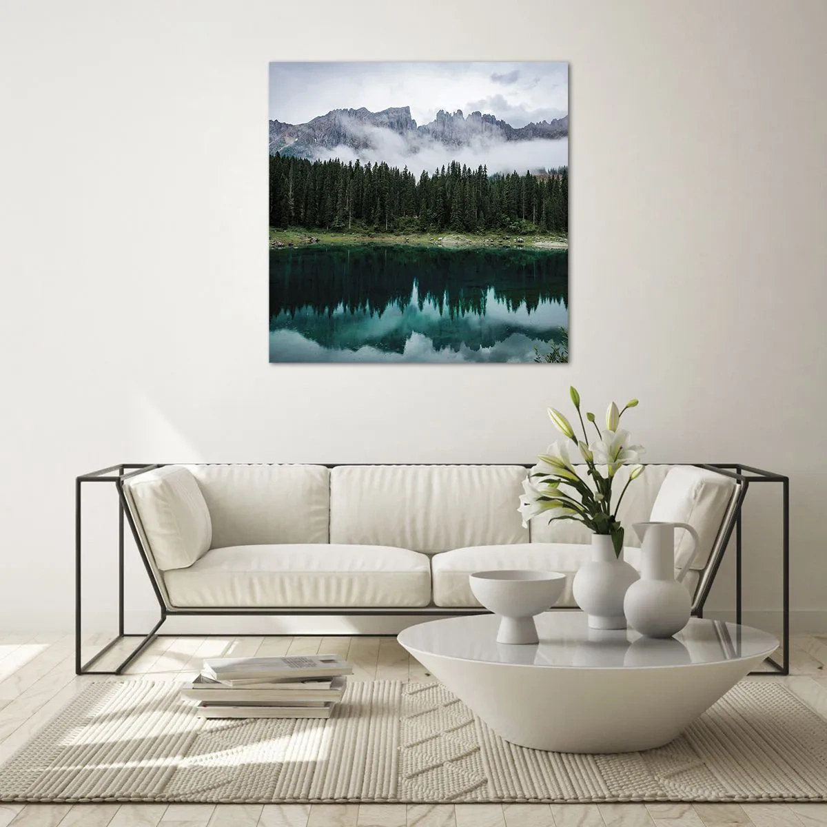 Glastavla - Bild på glas - Tyst, tyst, väck inte sovande vatten... - 60x60 cm