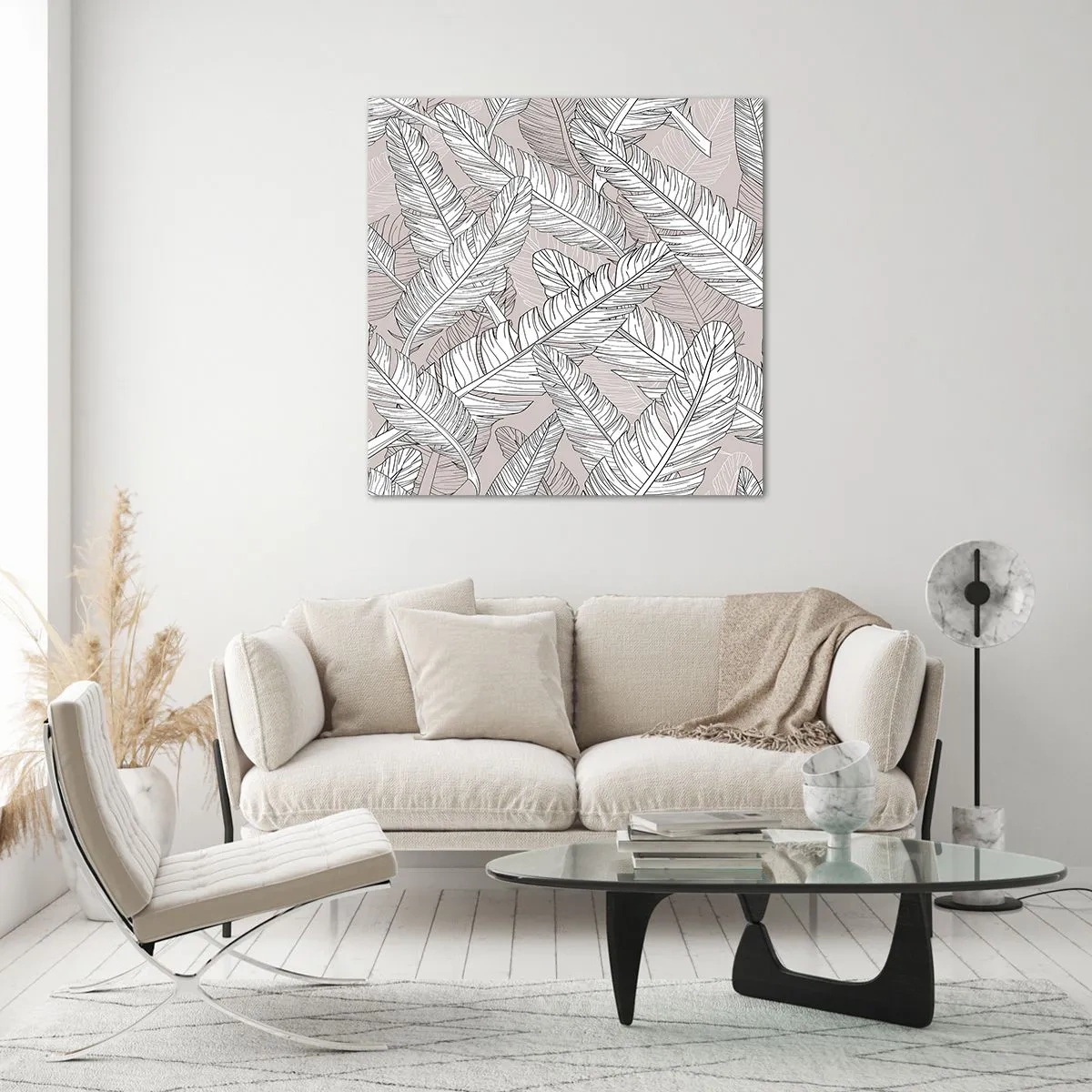 Glastavla - Bild på glas - Fjäderstorm - 30x30 cm