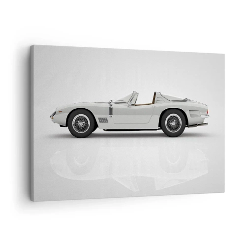 Canvastavla - Bild på duk - Klassisk vit cabriolet på en ljus bakgrund - 70x50cm - Ett löfte om lek - Modern väggdekoration för vardagsrum och sovrum ARTTOR