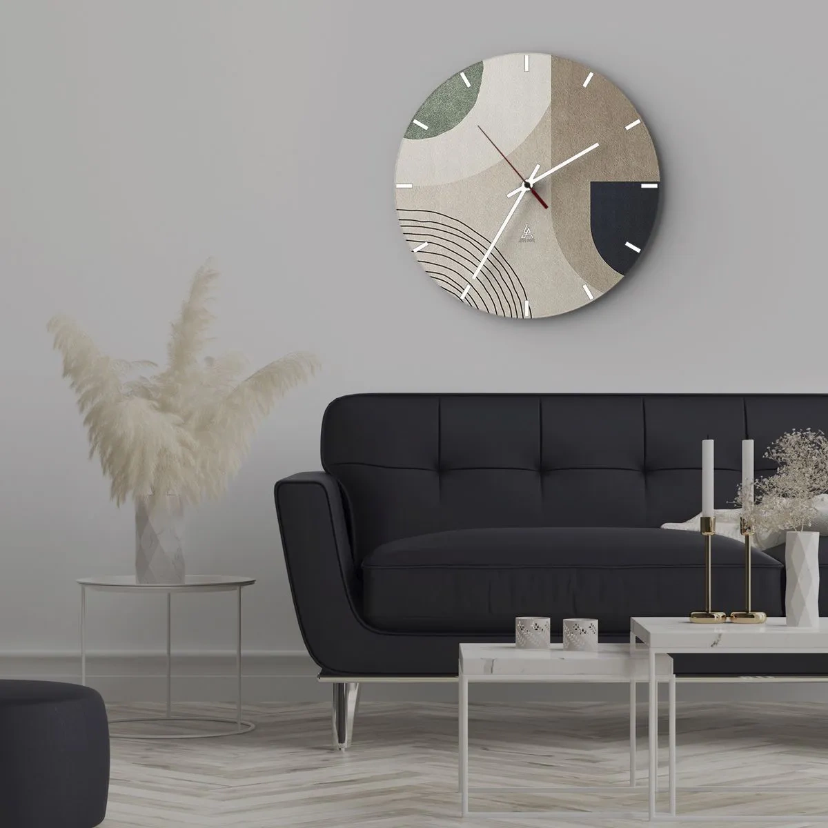 Väggklocka - Klocka på glas - Ovalens mjukhet - 40x40 cm