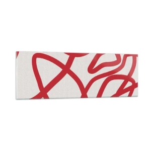 Glastavla - Bild på glas - Rött på vitt - 90x30 cm