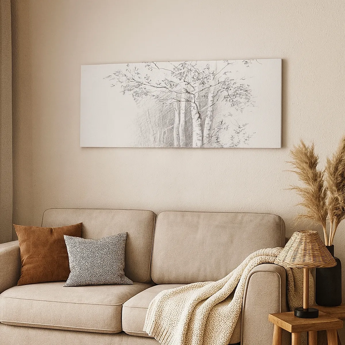 Canvastavla - Bild på duk - Björkskogens ljus - 30x30 cm