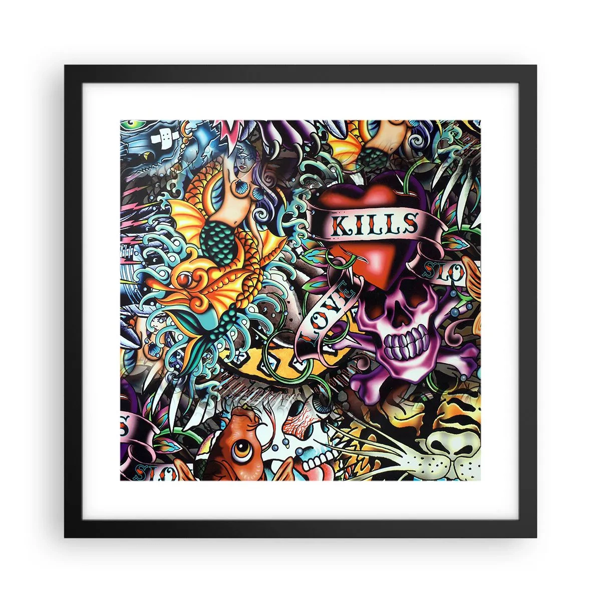 Affisch i svart ram - Tatuerarens dröm - 40x40 cm