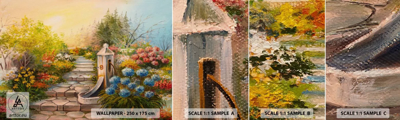 Provbit av självhäftande fototapet Deluxe Sticker - Fullt blommande - Trädgård, Blommor, Natur - 100x30 cm