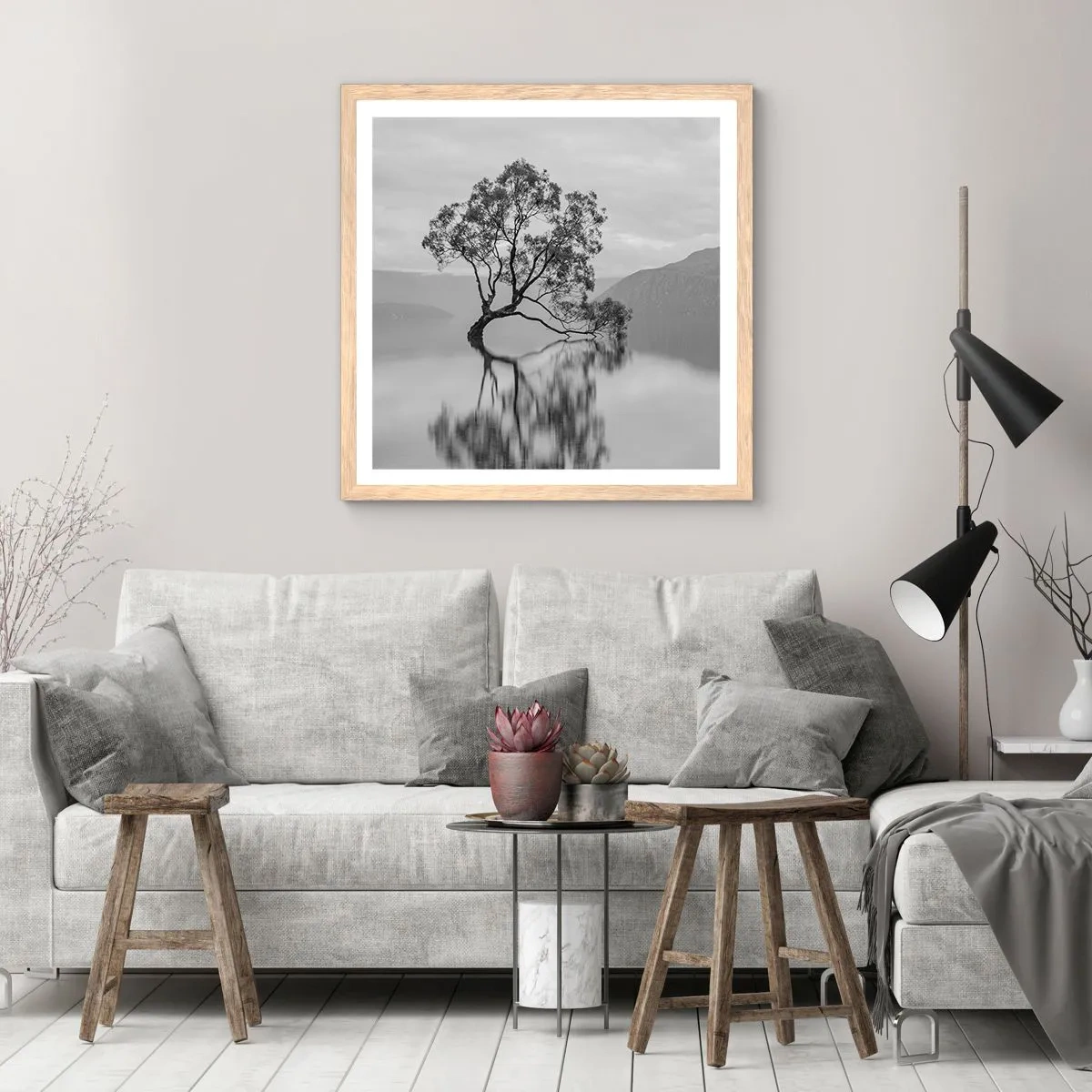 Affisch i ram av ljusek - Det finns ett land - 50x50 cm