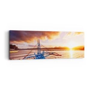 Canvastavla - Bild på duk - Lägga sig på sanden efter hela dan - 90x30 cm