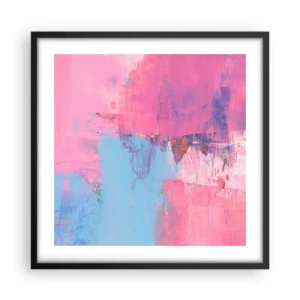 Affisch i svart ram - Rosa, blått och en gnutta ljus - 50x50 cm
