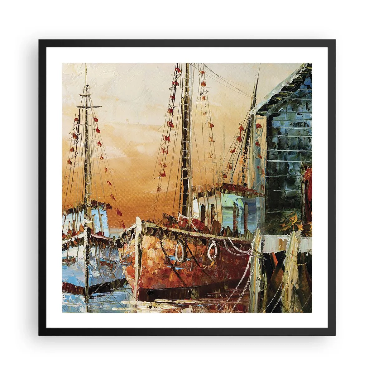 Affisch i svart ram - Lugn hemresa - 60x60 cm