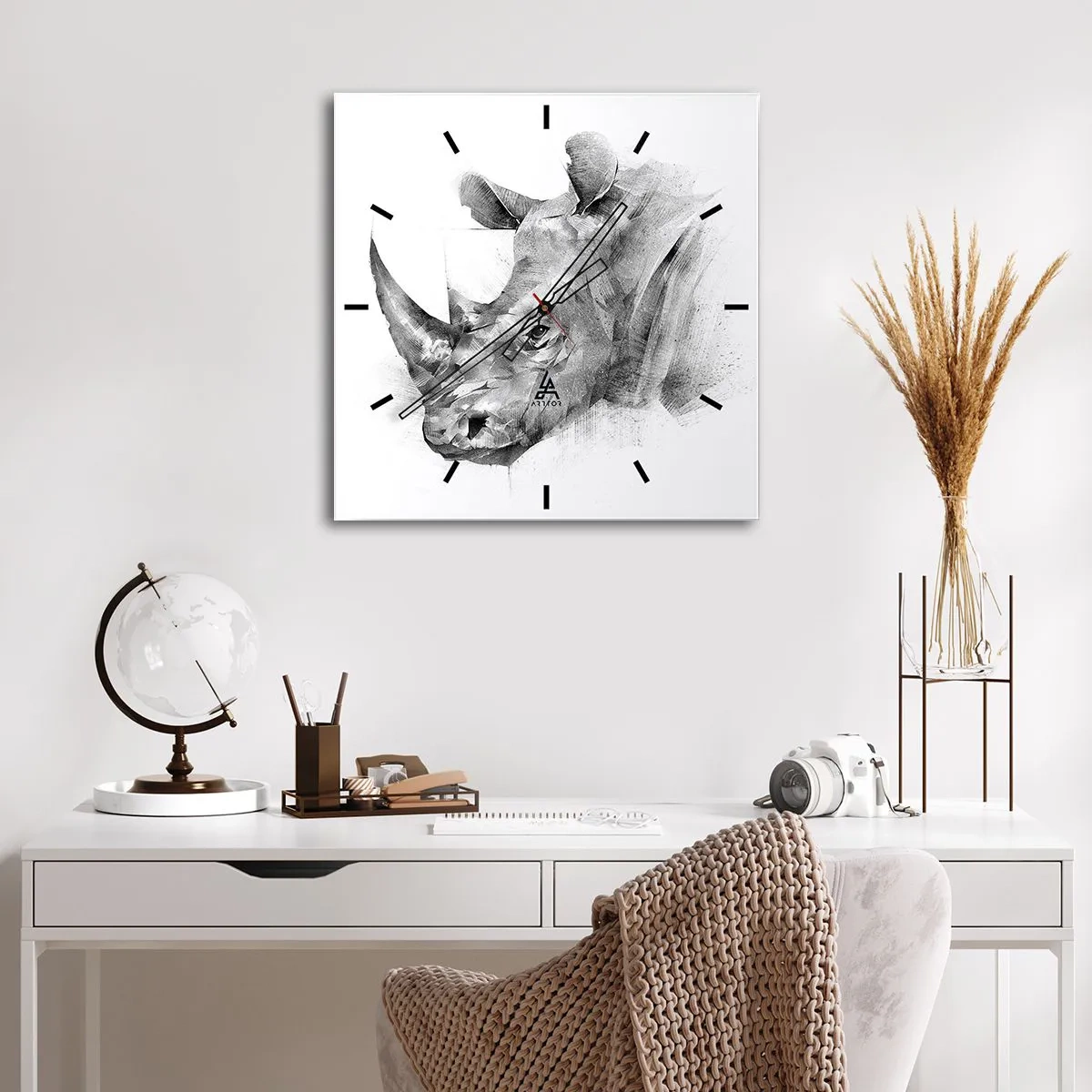 Väggklocka - Klocka på glas - Afrikansk porträtt - 40x40 cm