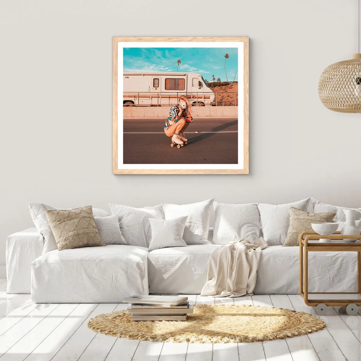 Affisch i ram av ljusek - Ett leende, tack! - 40x40 cm