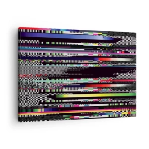 Canvastavla - Bild på duk - Färgglada linjer och pixlar i abstrakt stil - 70x50cm - Verklighetens kontrollbild - Modern väggdekoration för vardagsrum och sovrum ARTTOR