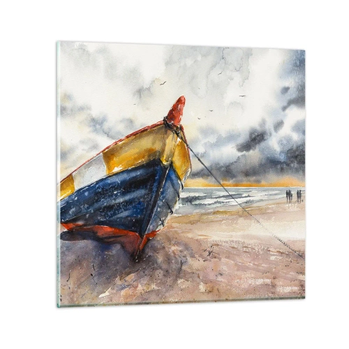 Glastavla - Bild på glas - Vila på stranden - 40x40 cm