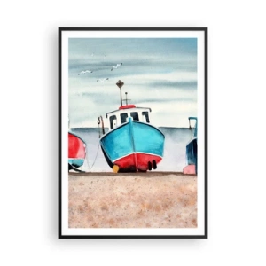 Affisch i svart ram - Redo för fångst - 70x100 cm