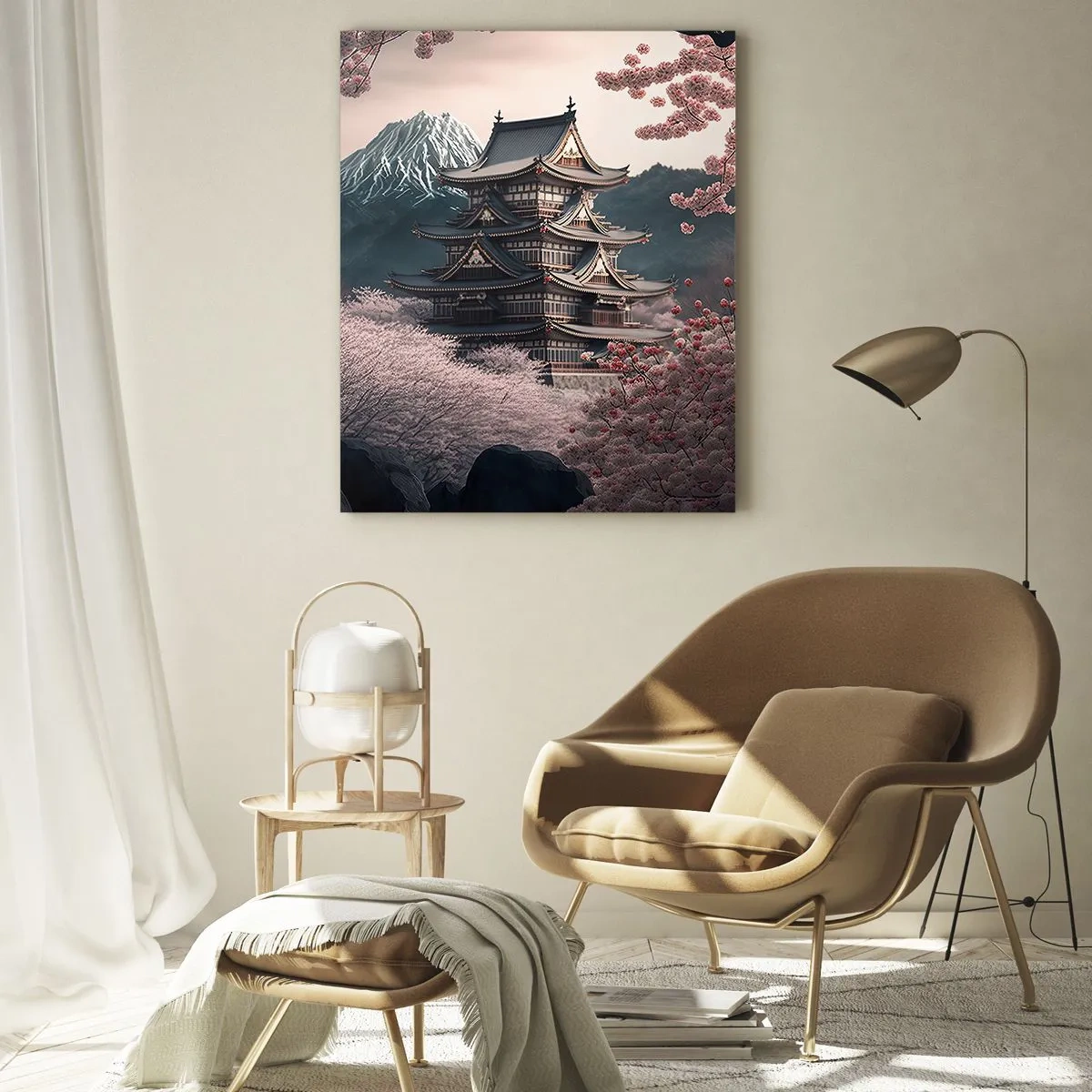 Glastavla - Bild på glas - Ett land av blommande körsbär - 80x120 cm