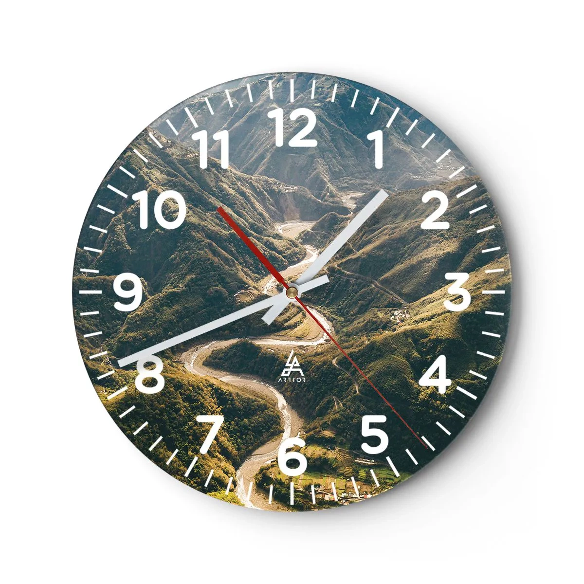 Väggklocka - Klocka på glas - Direkt från fjällens hjärta - 40x40 cm