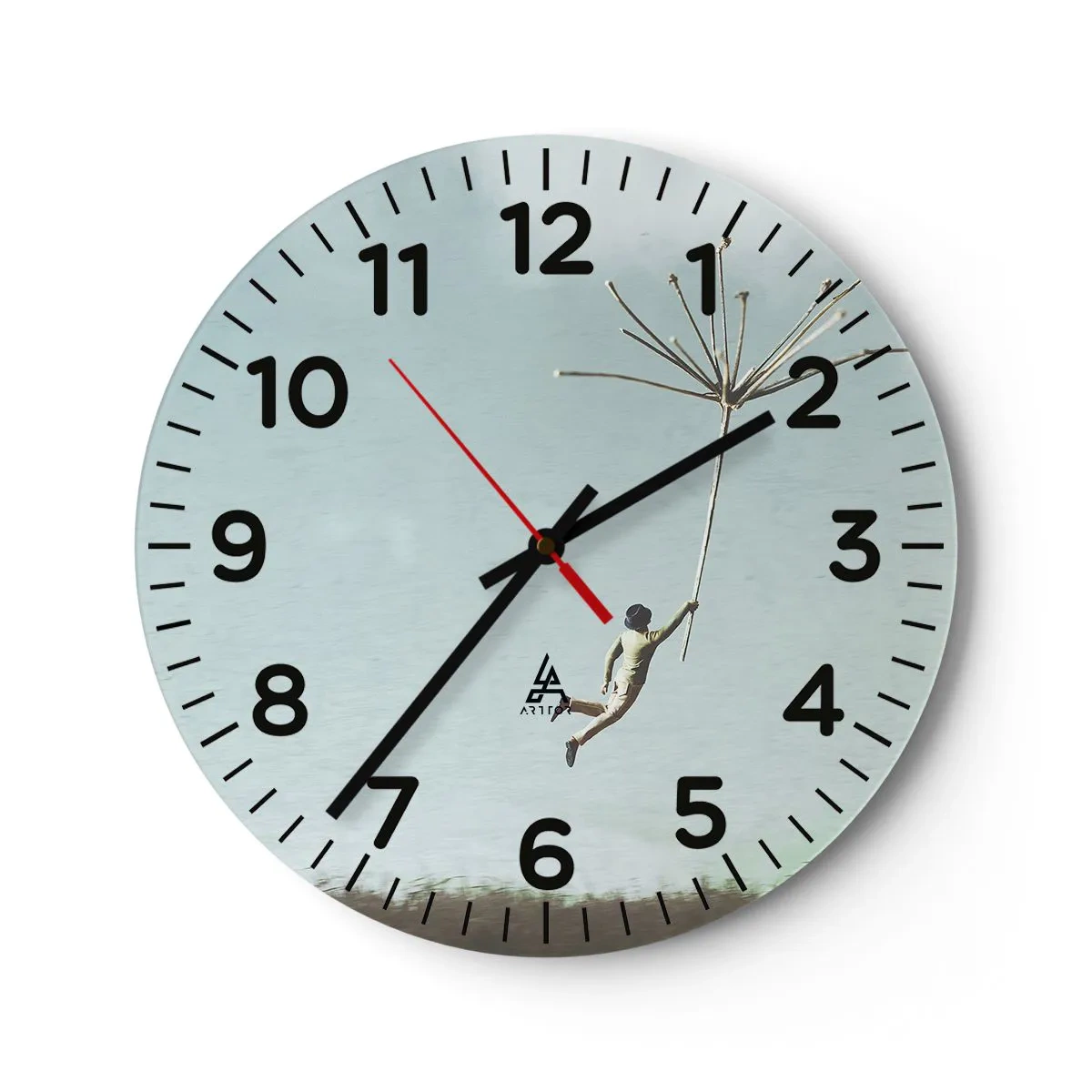 Väggklocka - Klocka på glas - Drakar, maskrosor, vind - 30x30 cm