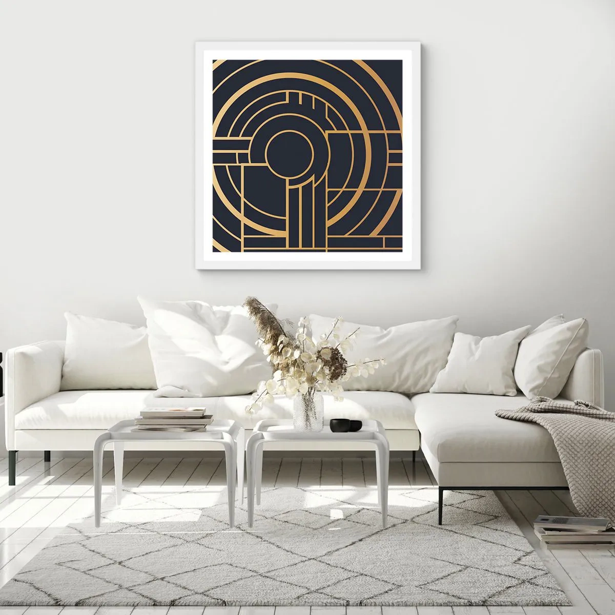 Affisch i vit ram - Sakernas gång - 60x60 cm