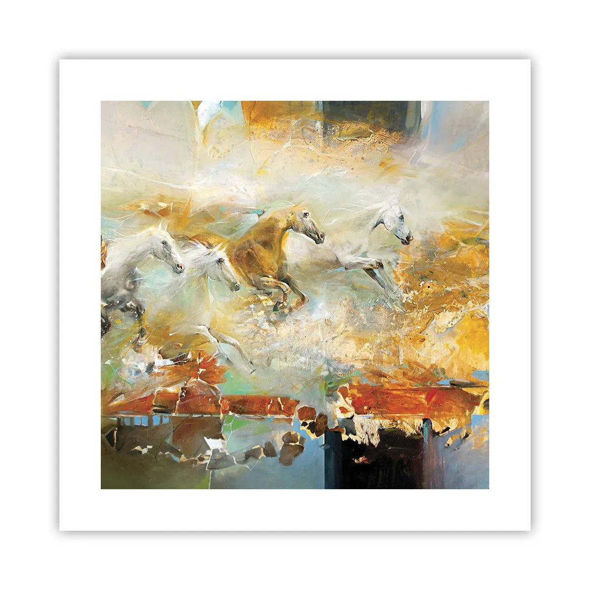 Affisch - Galopp genom ljuset - 40x40 cm