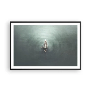 Affisch i svart ram - Över en månbelyst sjö - 91x61 cm