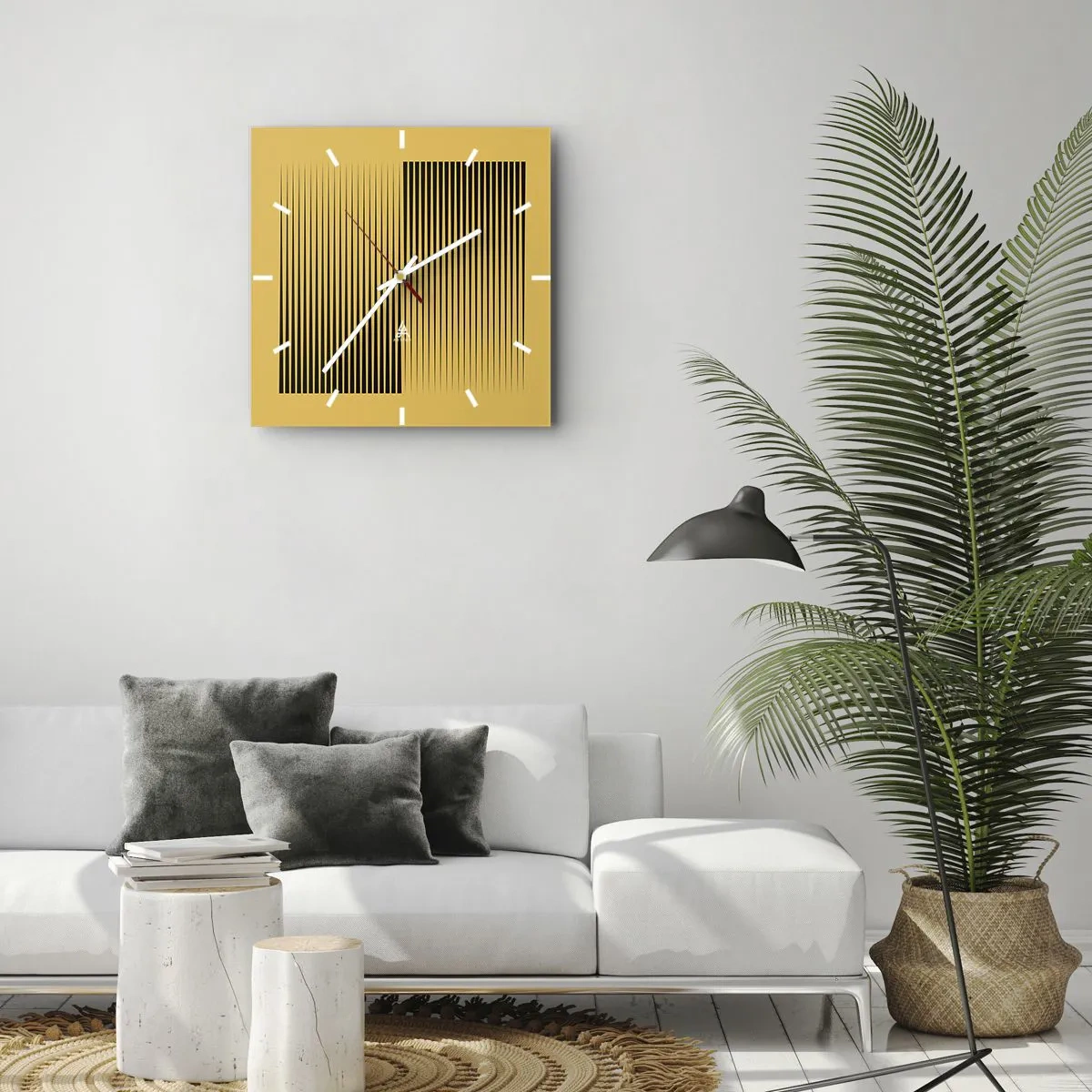 Väggklocka - Klocka på glas - Motsatsernas kvadrat - 40x40 cm