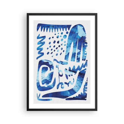 Affisch i svart ram - Modern abstraktion i nyanser av blått - 50x70cm - Tillbaka till rötterna - Modern väggdekoration för vardagsrum och sovrum ARTTOR