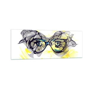 Glastavla - Bild på glas - Genom blåa glasögon - 140x50 cm