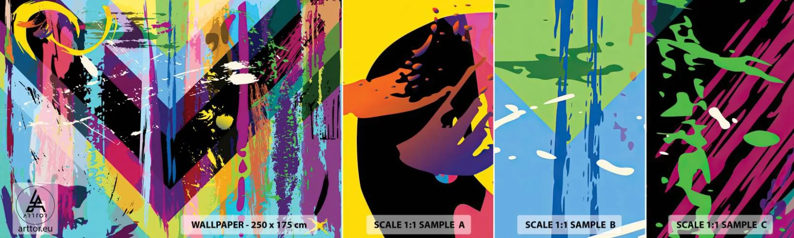 Provbit av självhäftande fototapet Deluxe Sticker - Uppifrån nedåt - Abstraktion, Bit, Grafik - 100x30 cm